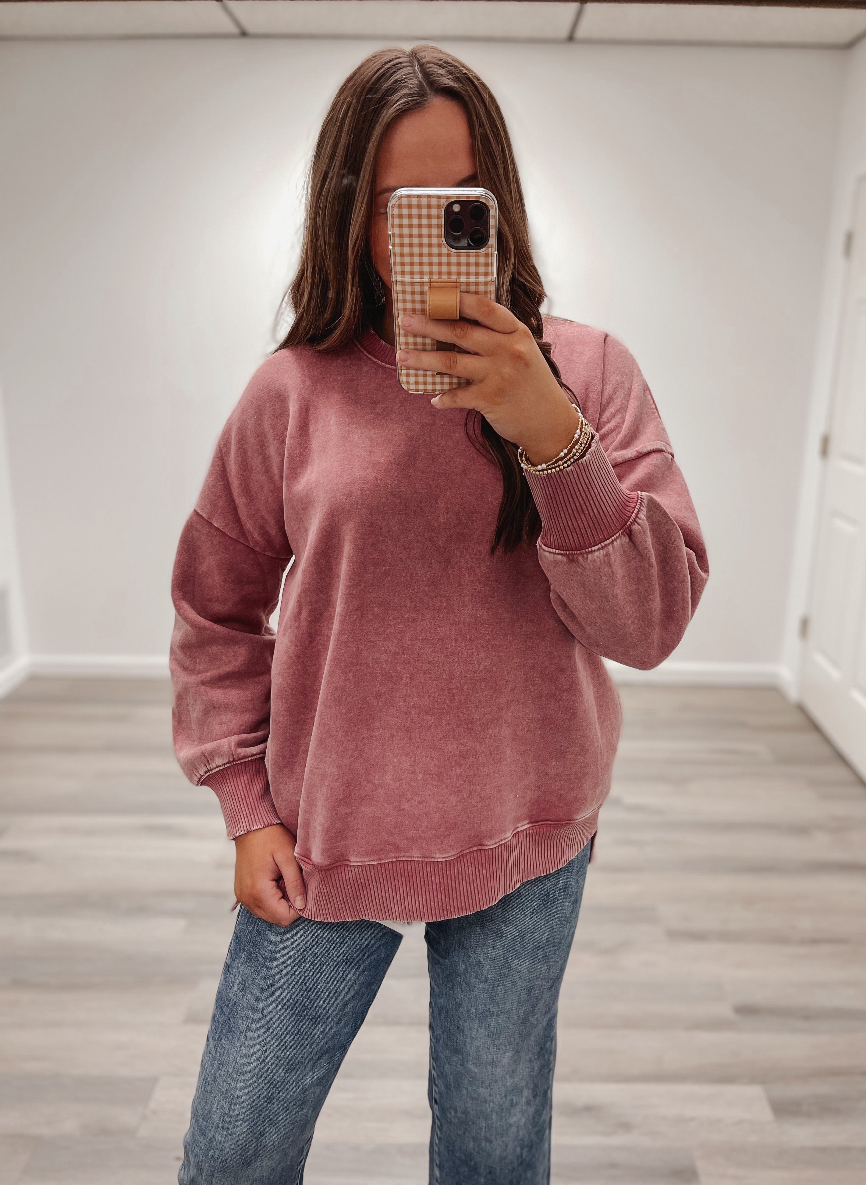 Georgia High Low Pullover - Winter Rose