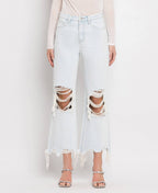 90'S VINTAGE SUPER HIGH RISE CROP FLARE JEANS