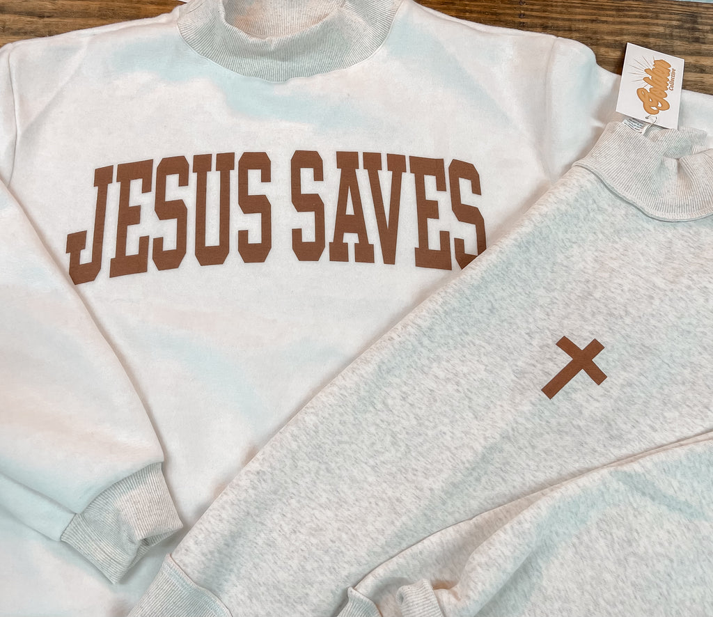 JESUS SAVES Reversible Mock Neck