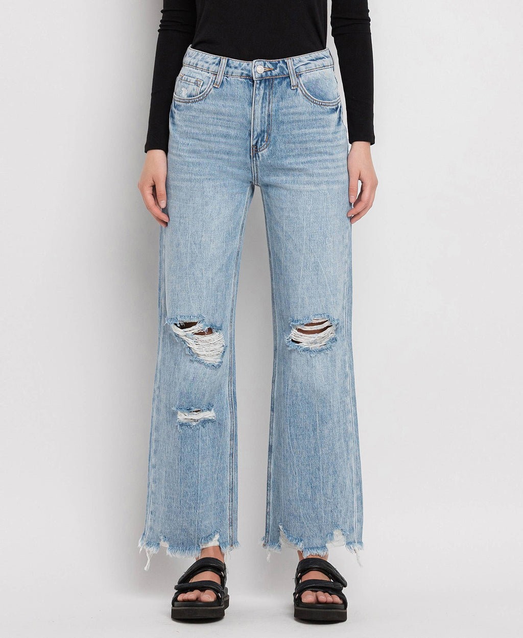 90'S VINTAGE SUPER HIGH RISE FLARE JEANS