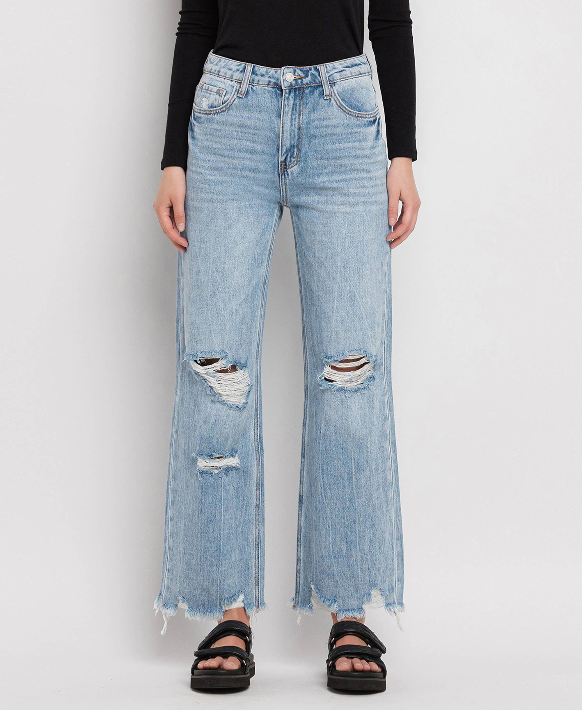 90'S VINTAGE SUPER HIGH RISE FLARE JEANS