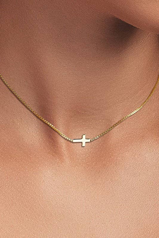 18K STAINLESS STEEL TARNISH FREE CROSS NECKLACE