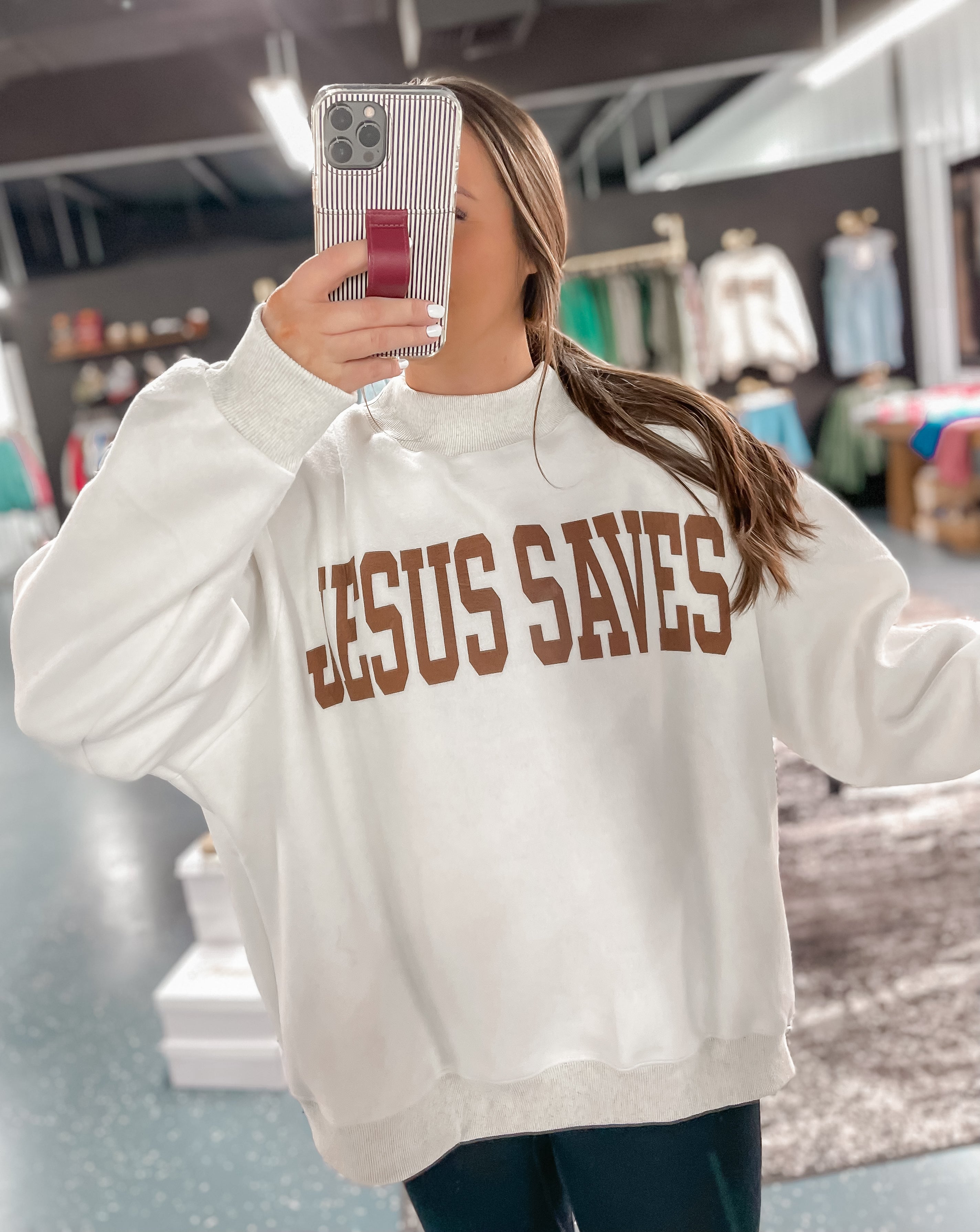 JESUS SAVES Reversible Mock Neck