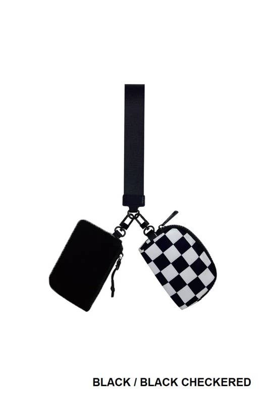 Dual Pouch Wristlet Keychain Wallet