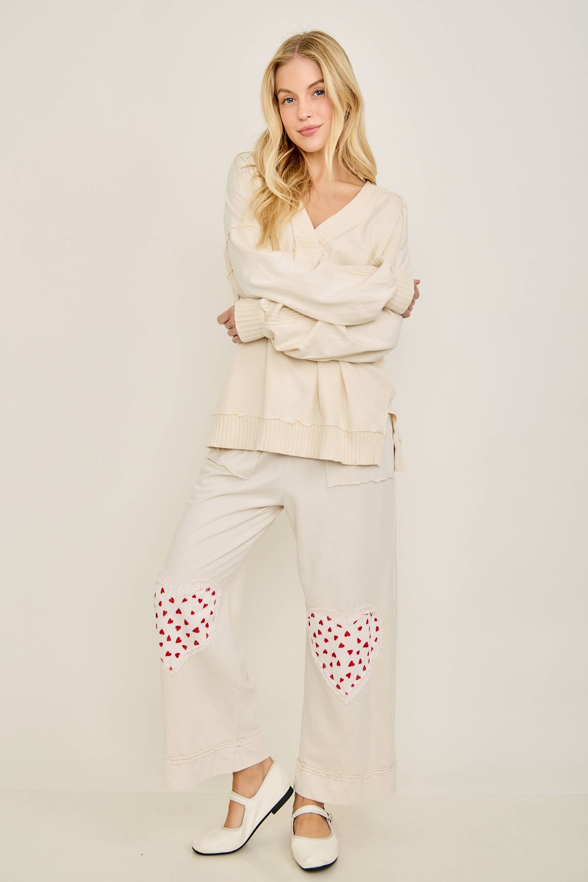 Mineral Wash Heart Patch Pants