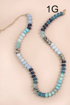 NATURAL AGATE GLASS SEMI PRECIOUS BEAD NECKLACE | 80N896