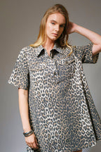 Leopard Wild Side Denim Dress
