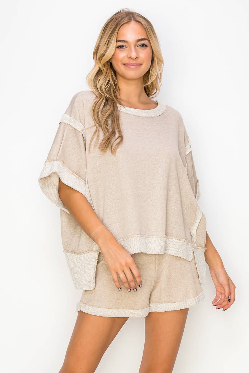 Oversize Reverse Contrast Banded Top