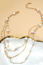 18K STAINLESS STEEL PEARL LAYER NECKLACE