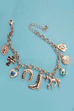 CHARM BRACELET - WESTERN BOOT CROSS PORCELAIN