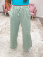 The Drift French Terry Wide-Leg Pants - Sage