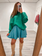 DENIM FLARE MINI SKIRT