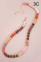 NATURAL AGATE GLASS SEMI PRECIOUS BEAD NECKLACE | 80N896