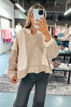 June contrast fabric top