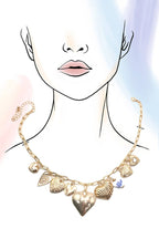 CERAMIC PORCELAIN HEART MULTI CHARM NECKLACE