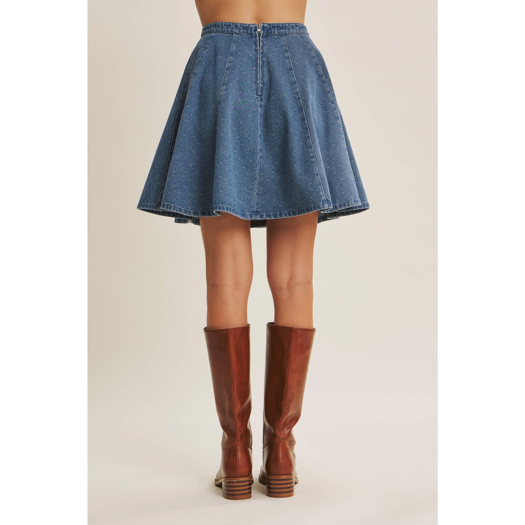 DENIM FLARE MINI SKIRT