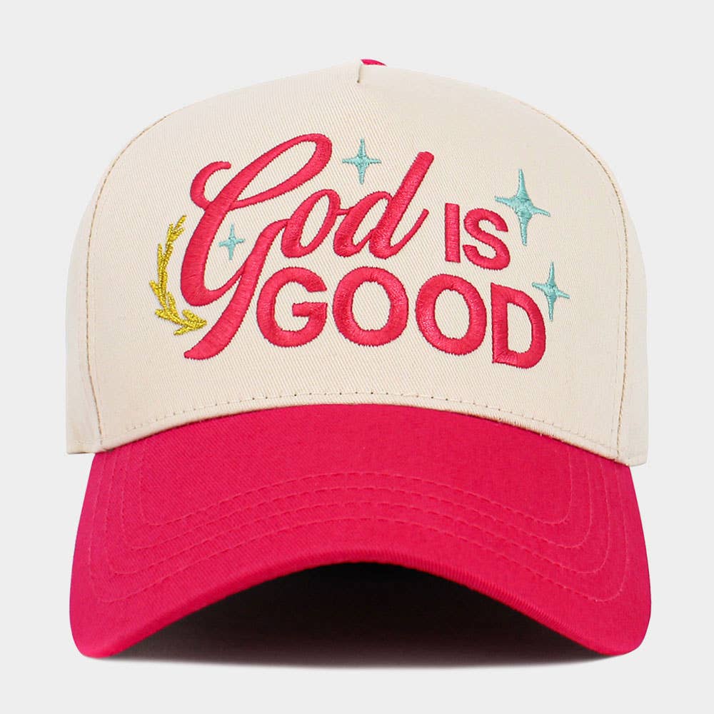 GOD IS GOOD Message Embroidered Baseball Cap