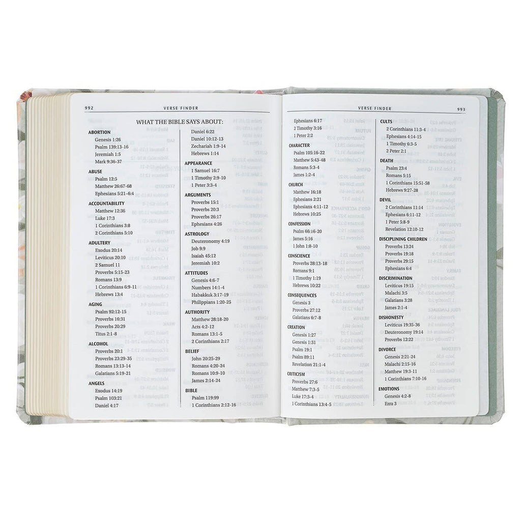KJV Bible Compact Faux Leather HC Floral Printed Ps 23:3