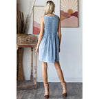 Pleated Denim Dress