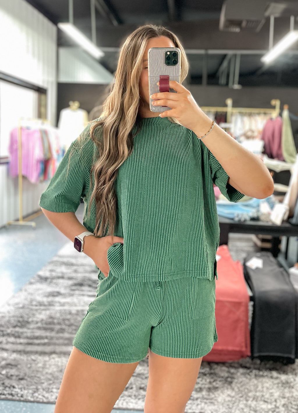 Raised Rib Tee + Shorts Set - Forrest