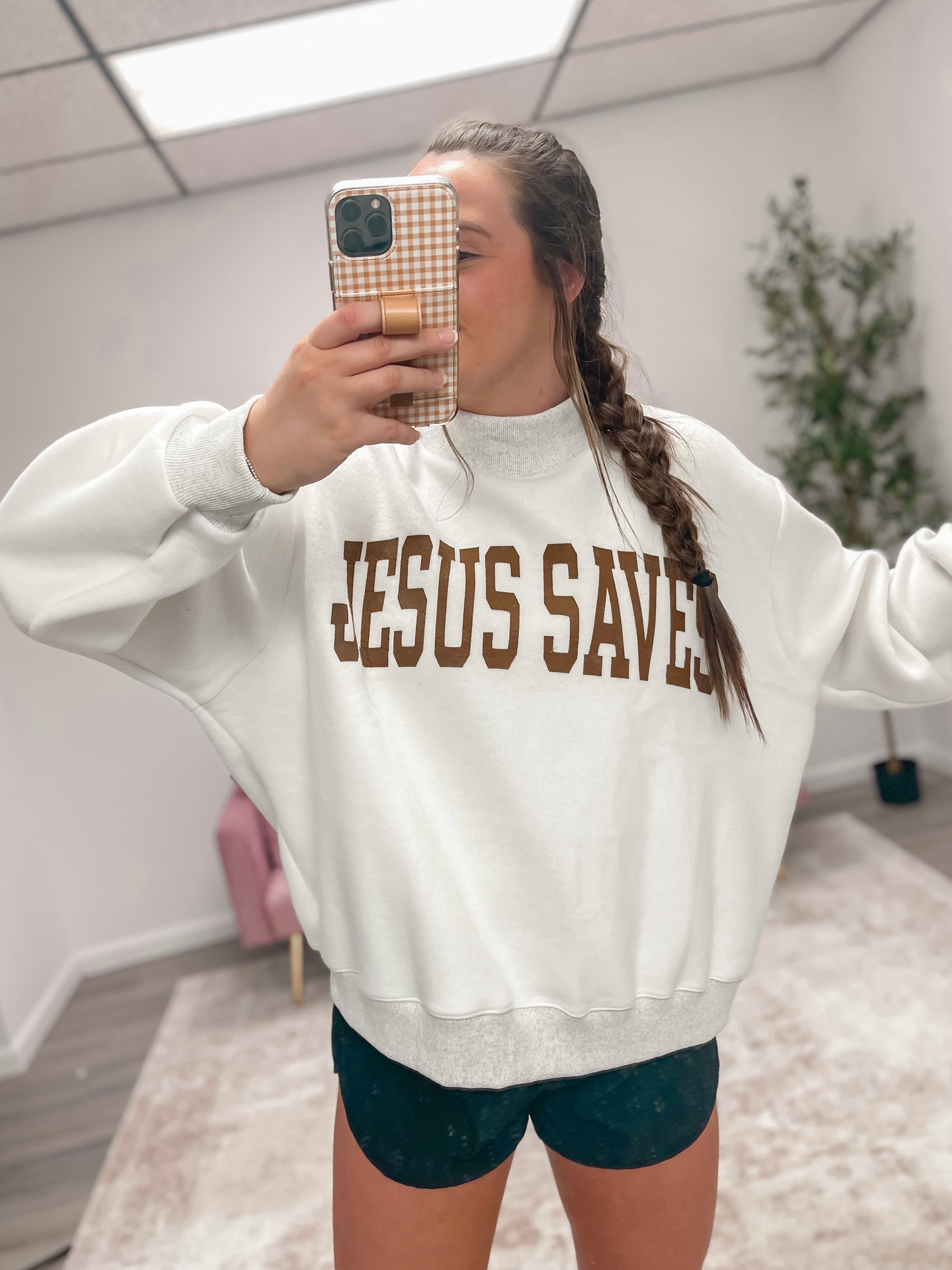 JESUS SAVES Reversible Mock Neck