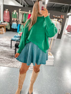 Side Slit Oversized Sweater - Kelly Green
