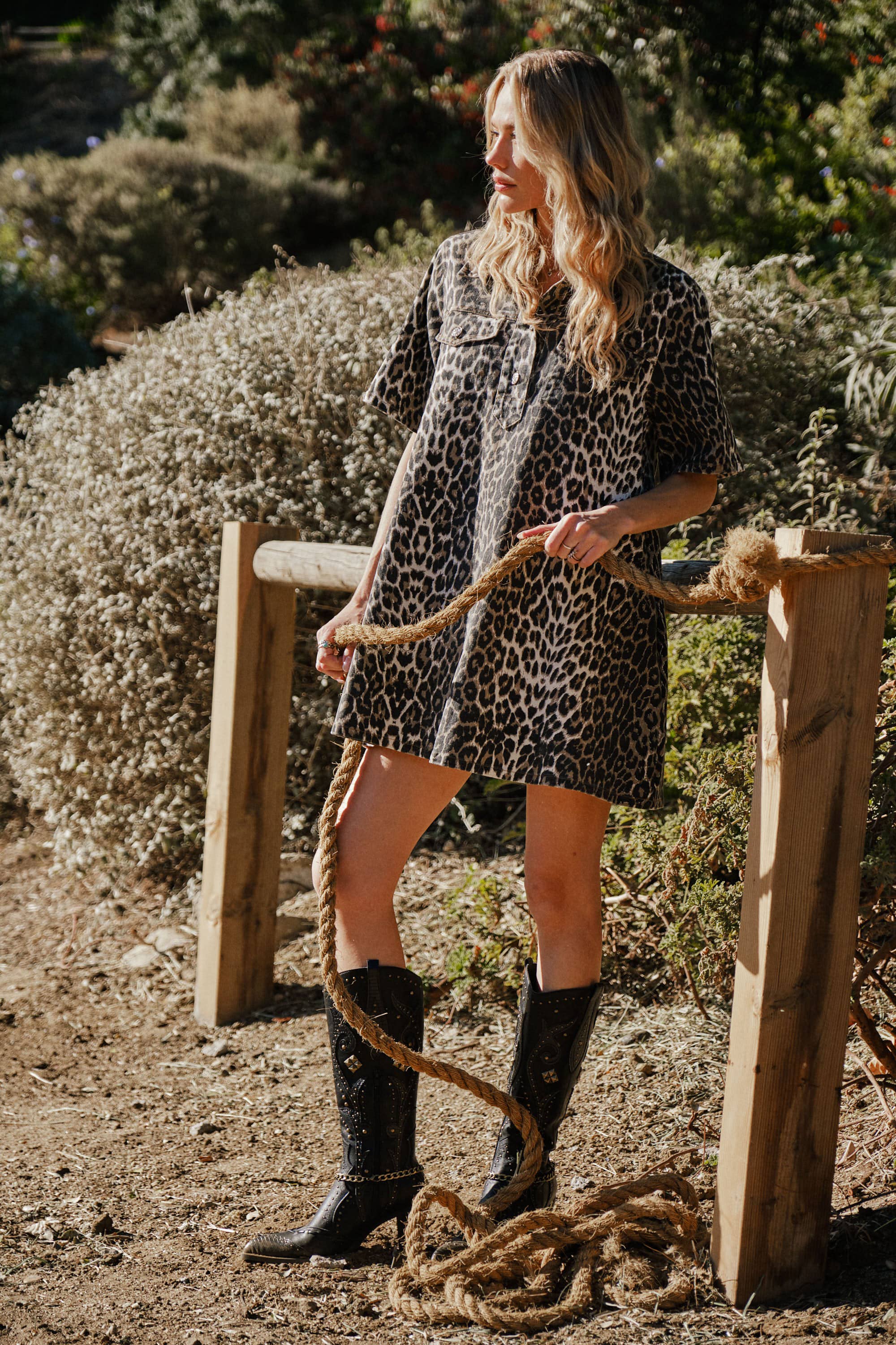 Leopard Wild Side Denim Dress