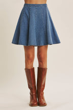 DENIM FLARE MINI SKIRT