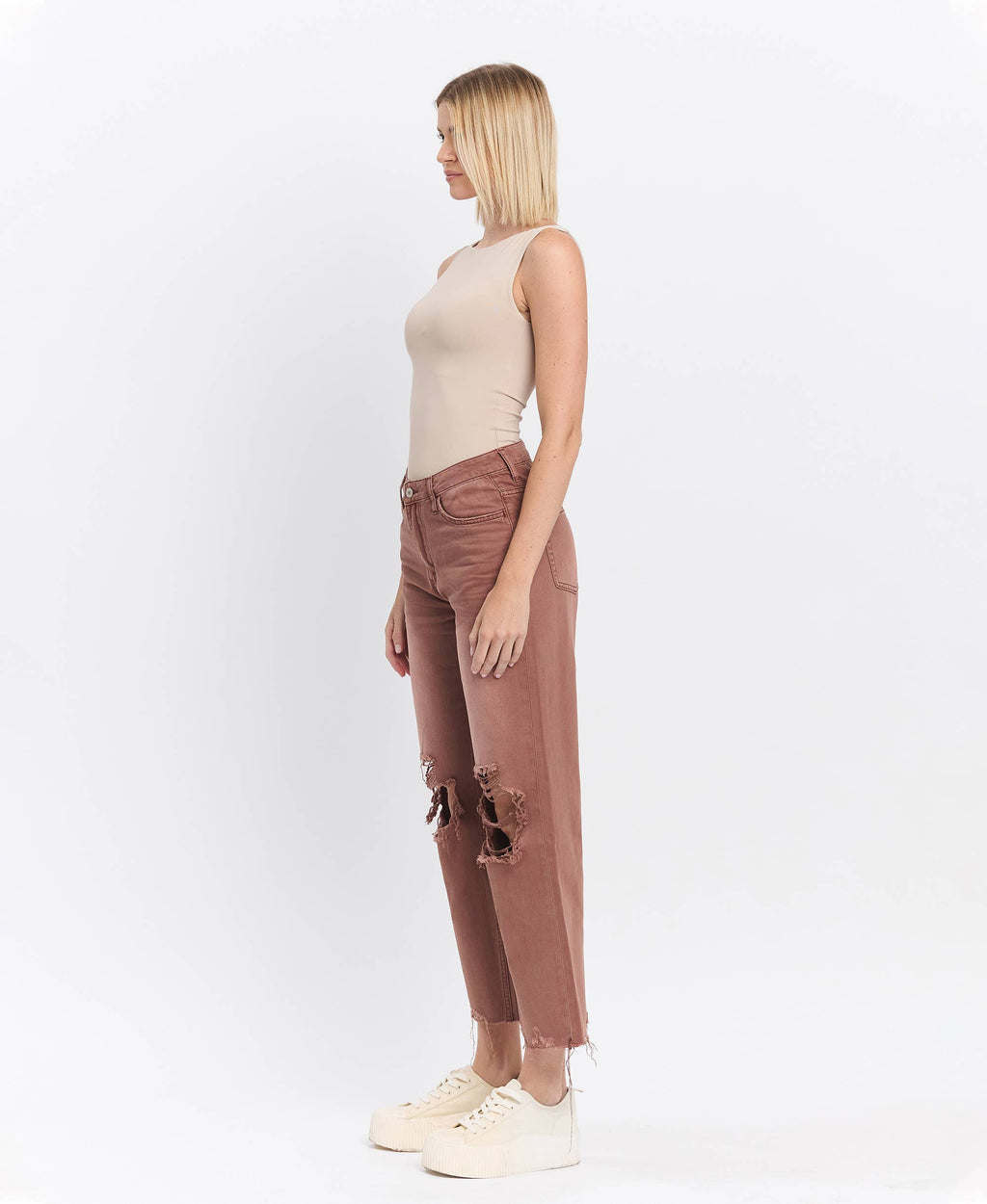 90'S VINTAGE SUPER HIGH RISE CROP FLARE JEANS