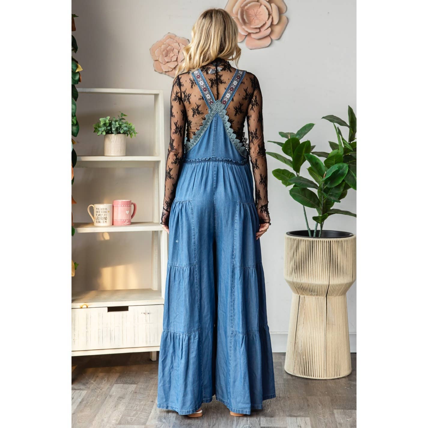 Embroidered Strap Flowy overall