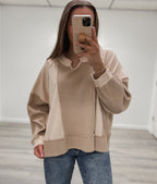 June contrast fabric top