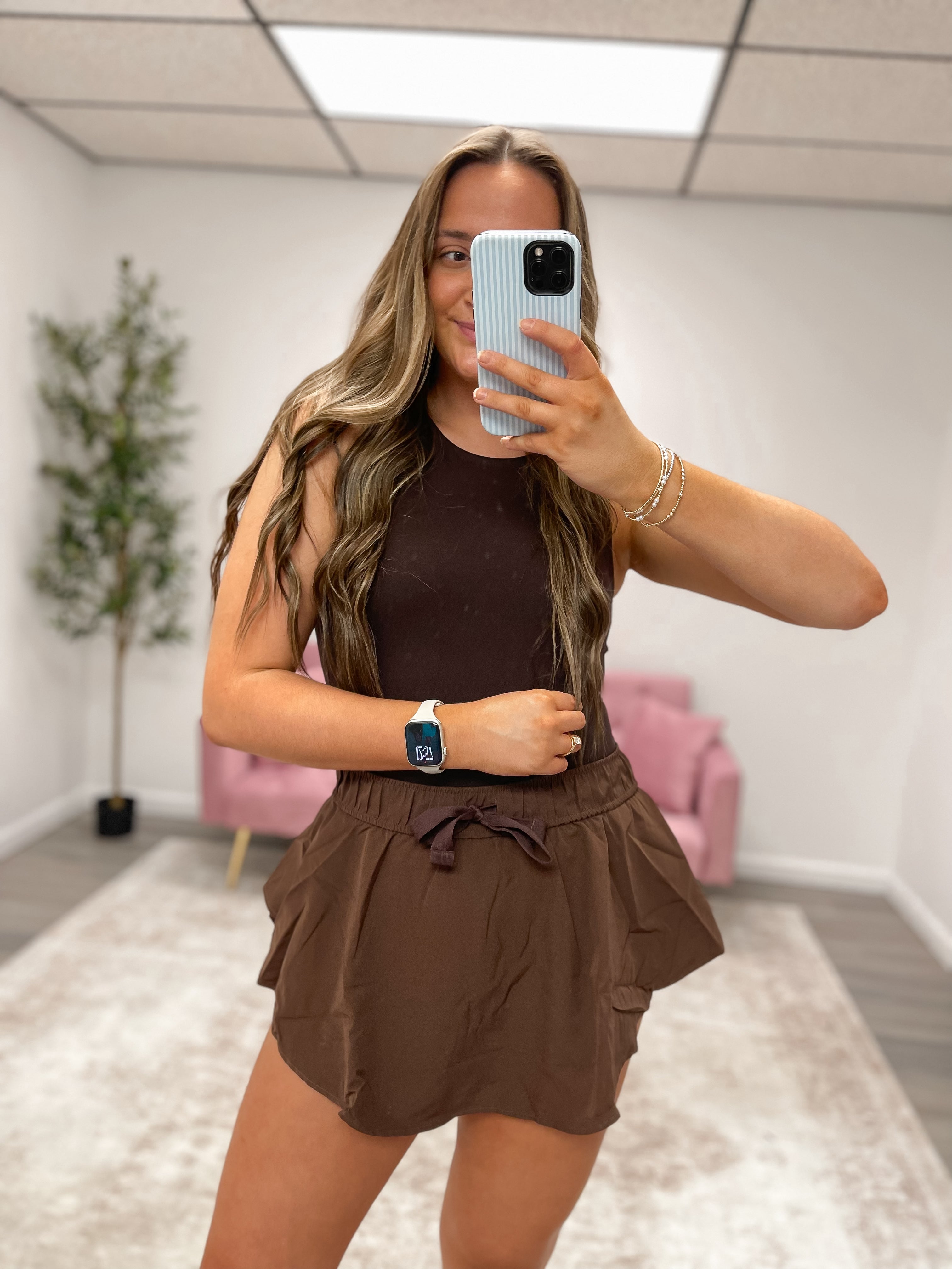 On The Go Active Skort - BROWN