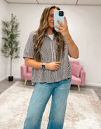 Mocha Stripe Oversized Button Down