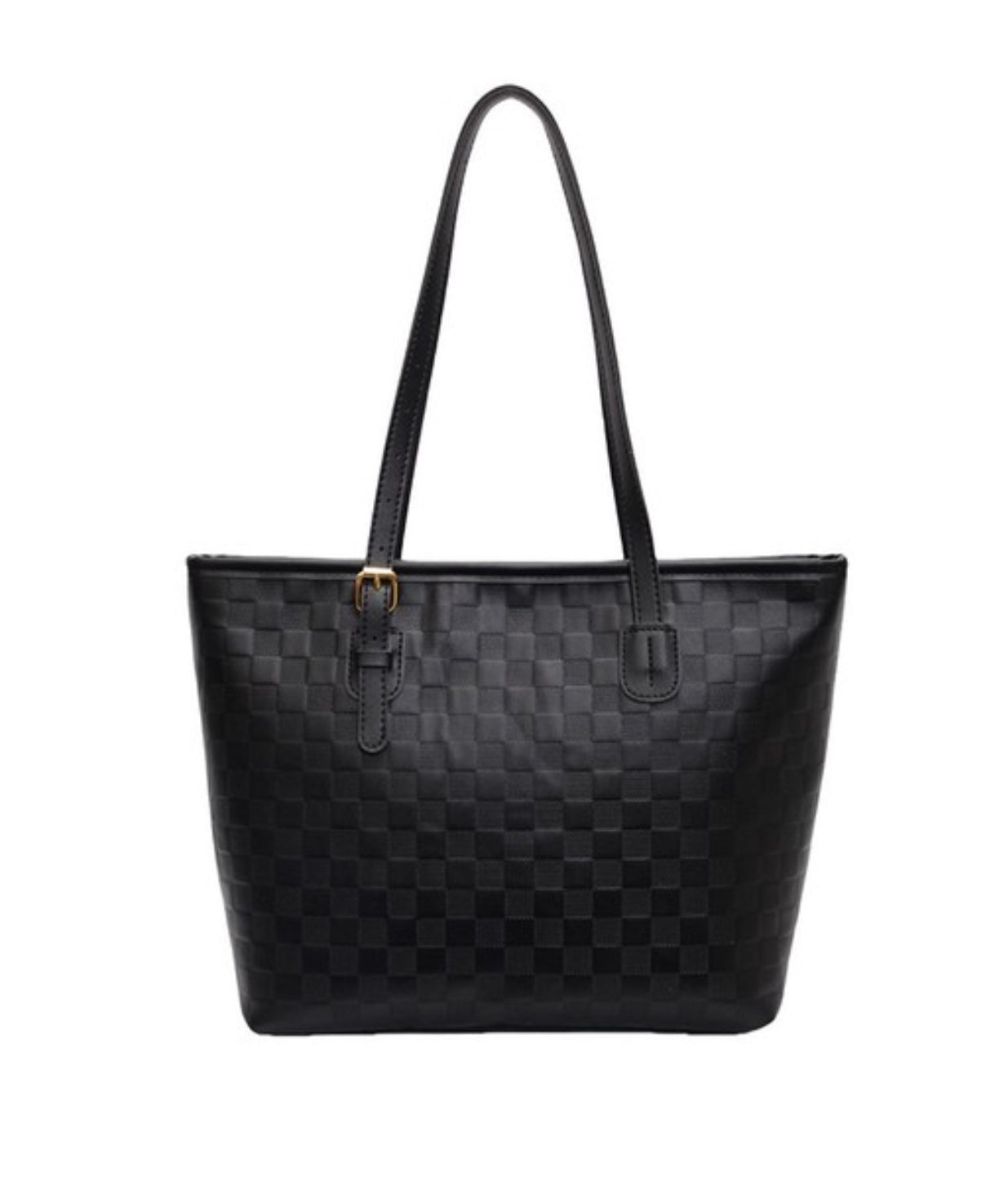 Vegan Leather Checkered Tote