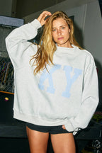 'KY' Stripe-Applique Mock-Neck Sweatshirt