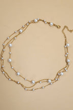 18K STAINLESS STEEL PEARL LAYER NECKLACE