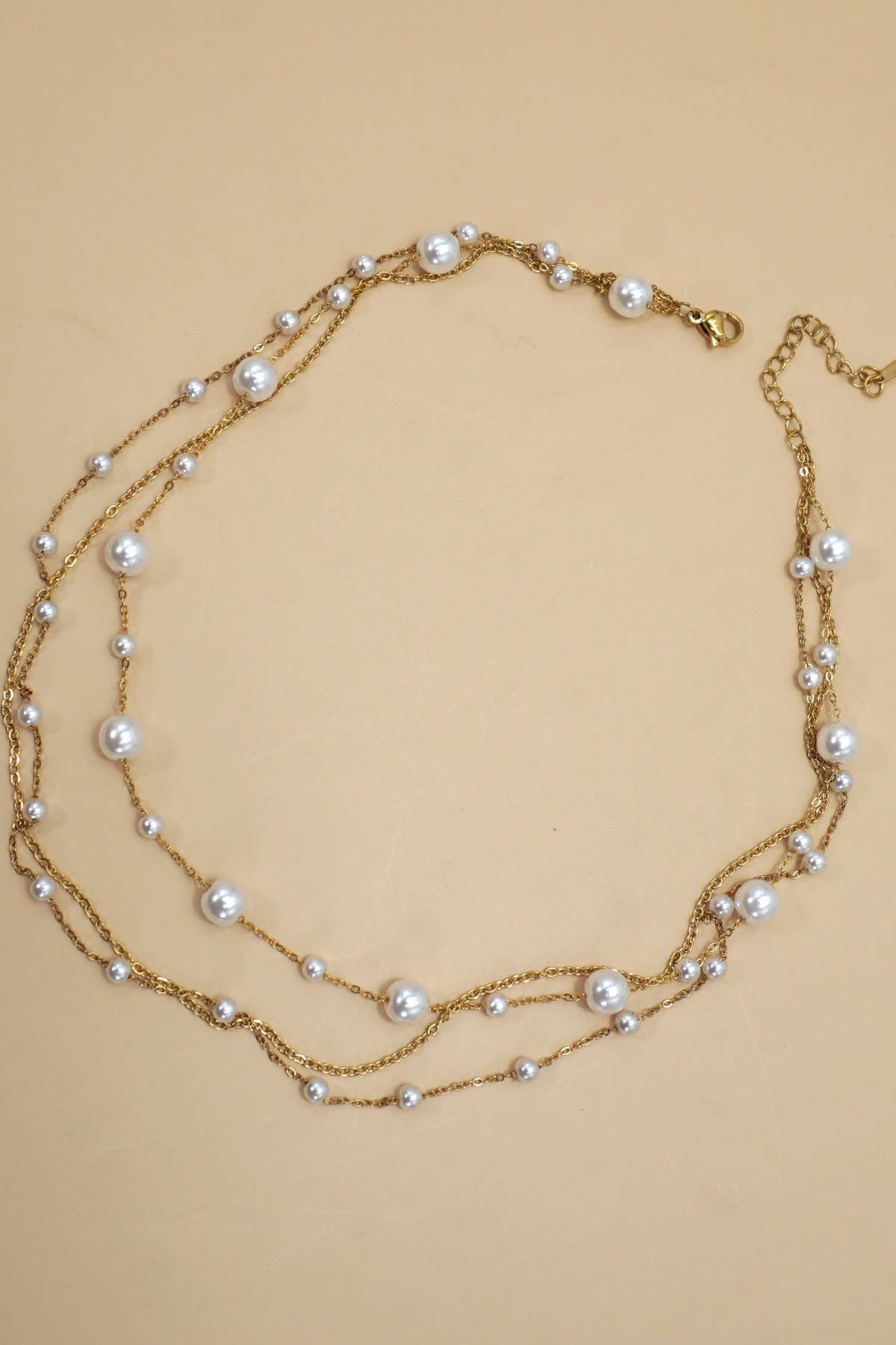 18K STAINLESS STEEL PEARL LAYER NECKLACE