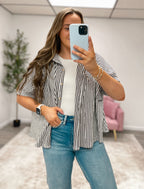 Mocha Stripe Oversized Button Down
