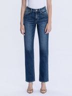 HIGH RISE FULL LENGTH DARK WASH STRAIGHT LEG JEAN