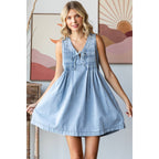 Pleated Denim Dress