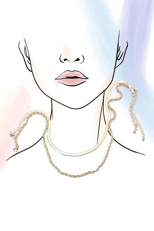 HERRINGBONE & ROPE CHAIN SET NECKLACE