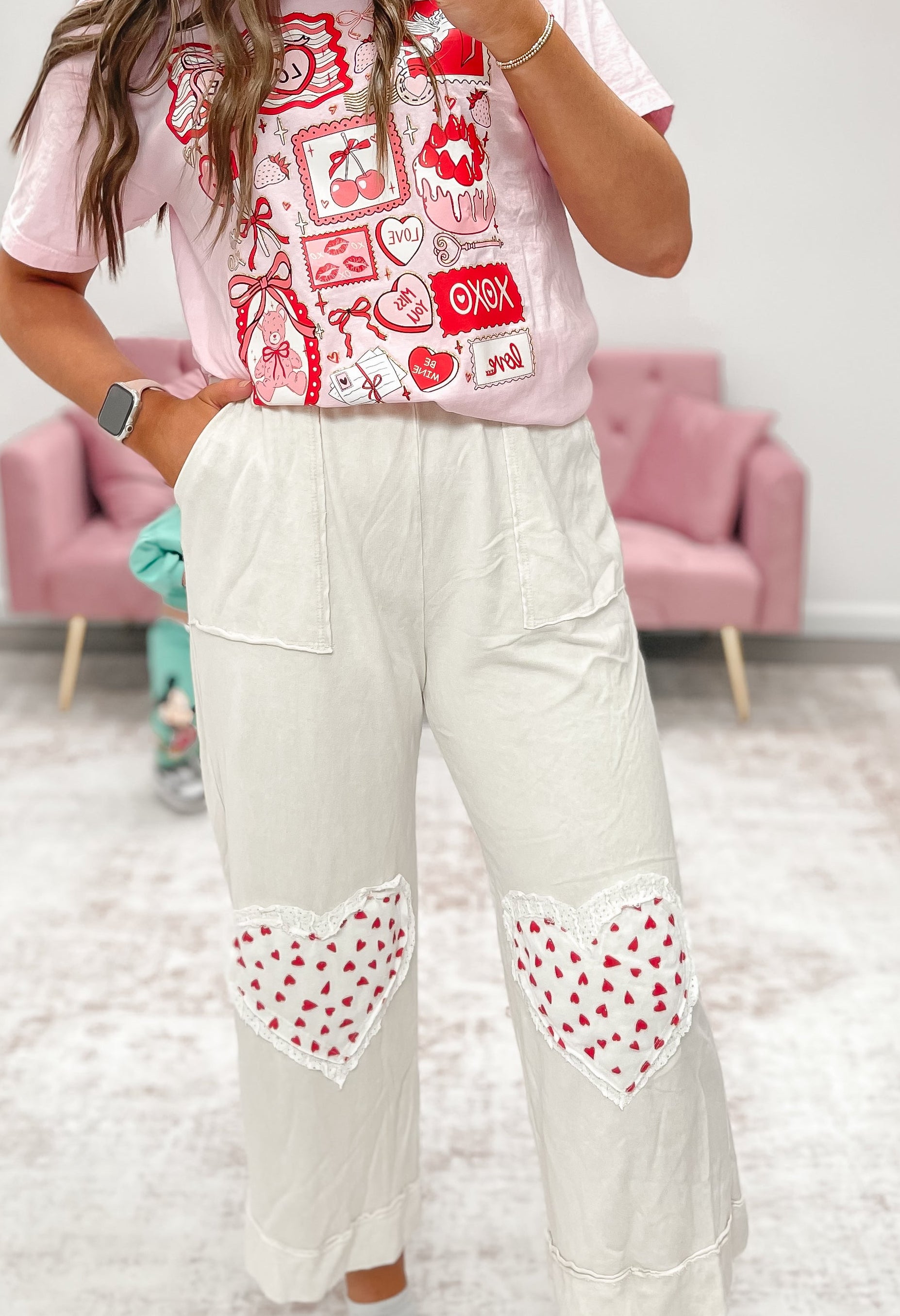Mineral Wash Heart Patch Pants