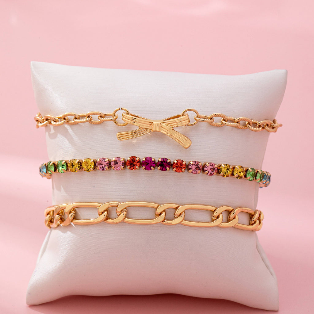 Multi Rainbow Crystals & Mixed Chains Bracelet