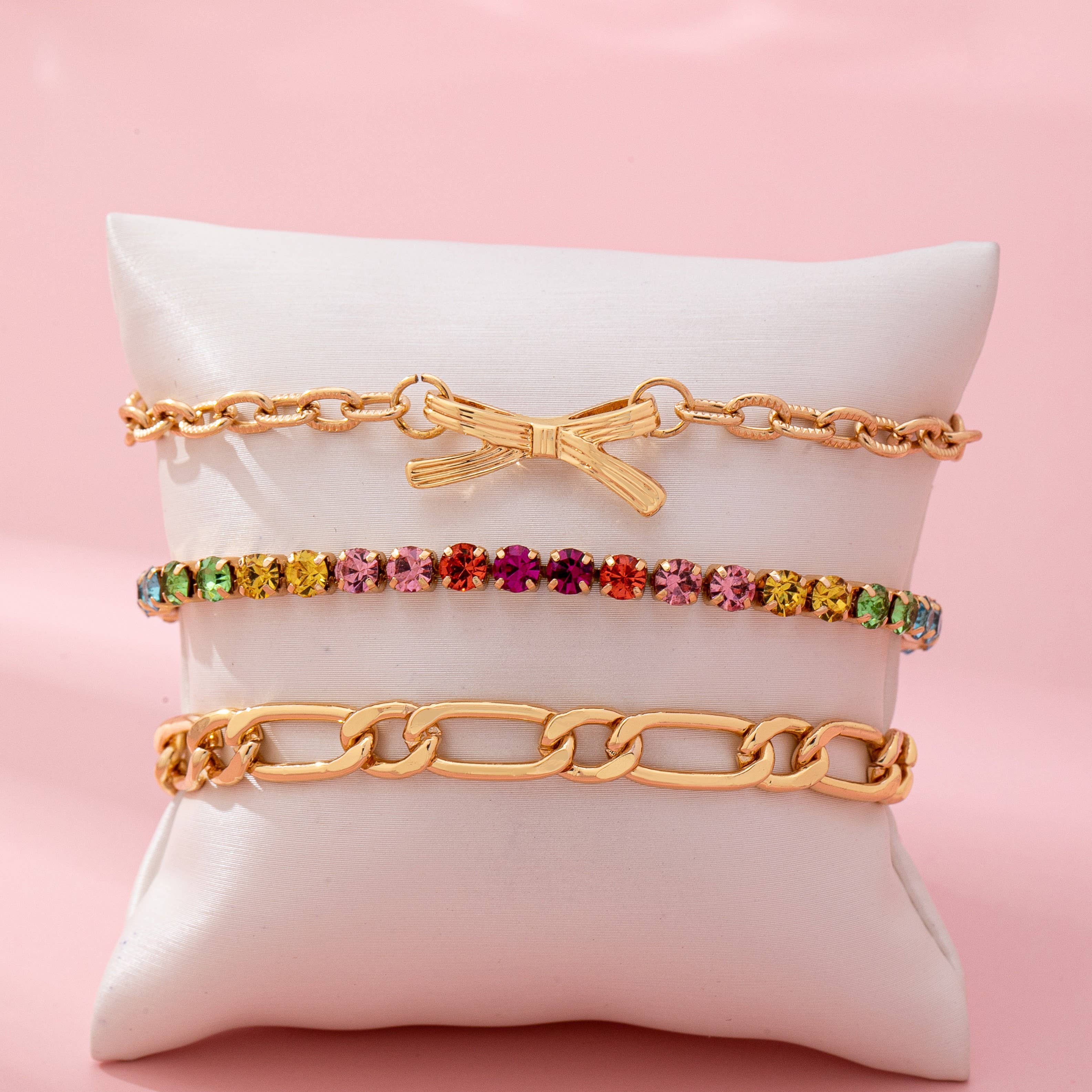 Multi Rainbow Crystals & Mixed Chains Bracelet
