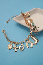 CHARM BRACELET - WESTERN BOOT CROSS PORCELAIN