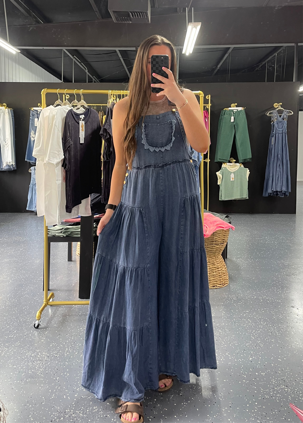 Embroidered Strap Flowy overall