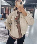 Stone Washed Quilted Pocket Front Jacket