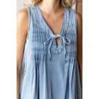 Pleated Denim Dress