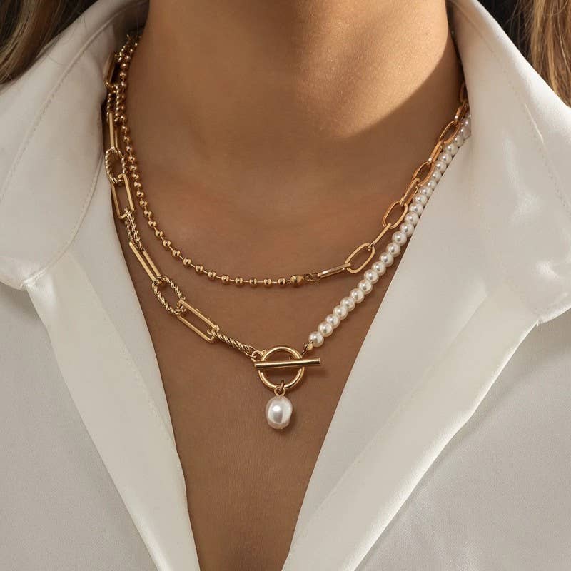 PEARL DOUBLE TOGGLE NECKLACE