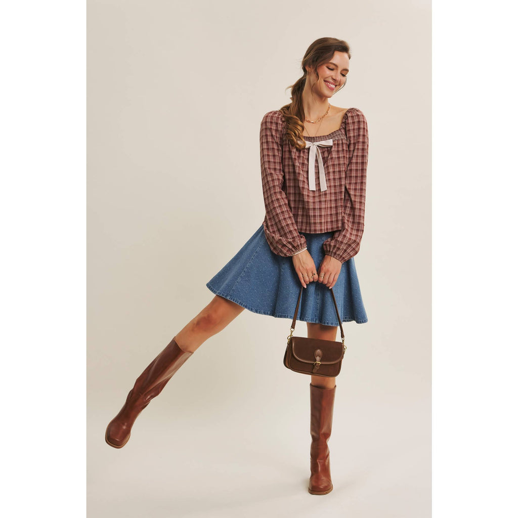 DENIM FLARE MINI SKIRT